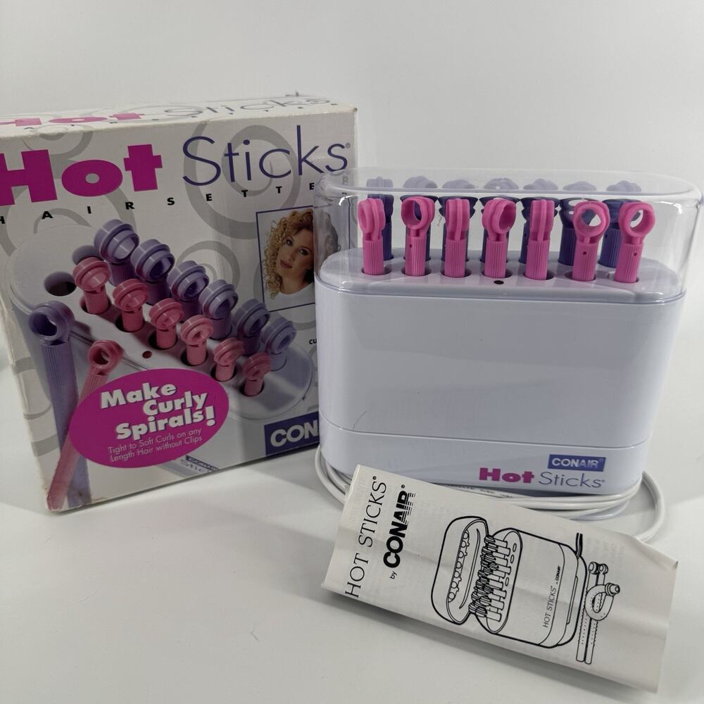 CONAIR Hot Sticks Hair Setter 14 Flexible Rollers Curlers HS18R - TESTED 1998
